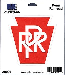 Microscale 20001 All Scale 4" Die-Cut Vinyl Stickers -- Pennsylvania Railroad