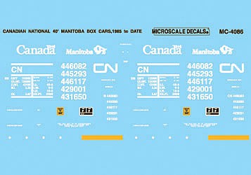 Microscale 4086 HO Scale Canadian National - CN -- Mini-Cal "Manitoba" 40' Box Cars (1985+)
