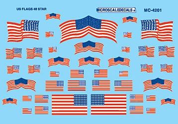 Microscale 4201 HO Scale American Flags -- Mini-Cal 48 Stars (1912-1959)