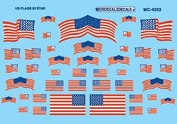 Microscale 4202 HO Scale Mini-Cal -- American Flags with 50 Stars, 1960-Present