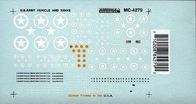 Microscale 4279 HO Scale Military - United States - Vehicle Decals -- Mini-Cal All Vehicles - Tanks, Jeeps, etc. (1940s+)