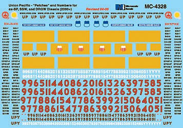 Microscale 4328 HO Scale Union Pacific - UP -- Mini-Cal "Patch" Renumbered Ex-CNW, SP, SSW & DRGW Diesels (2000+)