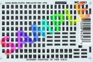 Microscale 4343 HO Scale Diesel Loco Data Sheets -- EMD & GE Diesel Model Plates (Black & Silver, 1939+)