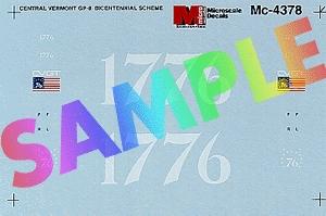 Microscale 4378 HO Scale Central Vermont - CV -- Mini-Cal Bicentennial GP9 Diesel (1976)