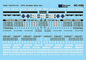 Microscale 4386 HO Scale Trailer-Train - TTX -- Mini-Cal NTTX Container Spine Cars (Santa Fe)
