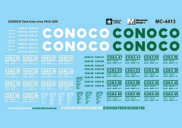 Microscale 4413 HO Scale Railroad Decal Set -- 1912-1929 Conoco Tank Cars