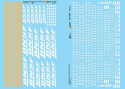 Microscale 481288 O Scale Railroad Decal Set -- BNSF Freight Cars 2006 White Wedge/Swoosh Logos
