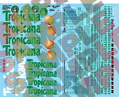 Microscale 481365 O Scale Railroad Decal Set -- Tropicana White Reefers & Orange 60' Insulated Boxcars