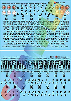 Microscale 481380 O Scale Railroad Decal Set -- Seaboard Air Line & Seaboard Coast Line Streamlined Passenger Car Lettering