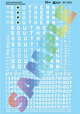 Microscale 481473 O Scale Railroad Decal Set -- Southern Railway Wood Chip Cars & Gondolas