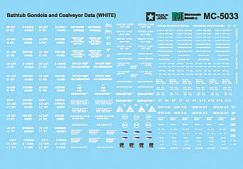 Microscale 485033 O Scale Railroad Decal Set -- Bathtub Gondola & Coalveyor Data (white)