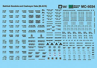 Microscale 485034 O Scale Railroad Decal Set -- Bathtub Gondola & Coalveyor Data (black)