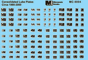 Microscale 5004 HO Scale Consolidated Lube Plates -- 1990-2000