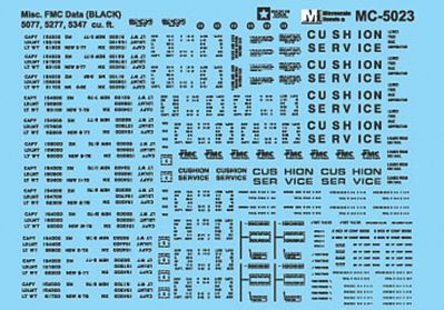 Microscale 5023 HO Scale Railroad Decal Set -- Boxcar Data for FMC 5077 5277 (ABOX) 5347 Cars (black)