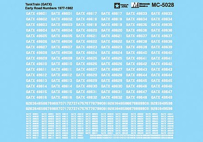 Microscale 5028 HO Scale Railroad Decal Set -- GATX TankTrain #1977-1982