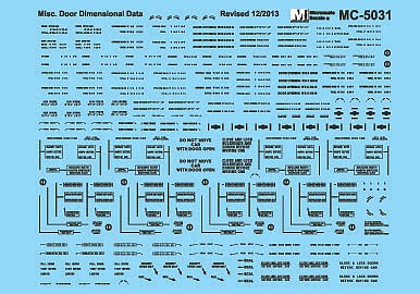 Microscale 5031 HO Scale Railroad Decal Set -- Miscellaneous Door Dimensional Data (black)