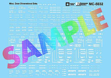 Microscale 5032 HO Scale Railroad Decal Set -- Miscellaneous Door Dimensional Data (white)
