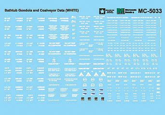Microscale 5033 HO Scale Railroad Decal Set -- Bathtub Gondola & Coalveyor Data (white)