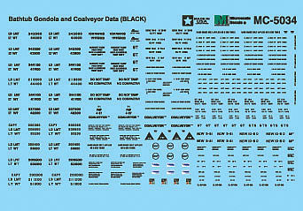 Microscale 5034 HO Scale Railroad Decal Set -- Bathtub Gondola & Coalveyor Data (black)