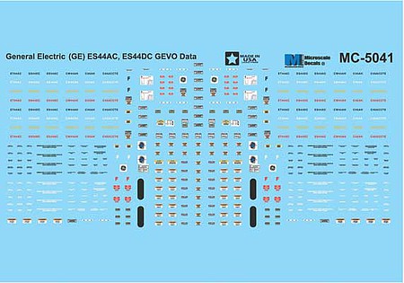 Microscale 5041 HO Scale Railroad Decal Set -- GE ES44AC GEVO Data