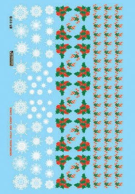 Microscale 601119 N Scale Railroad Decal Set -- Christmas Train Graphics Holly & Snowflakes