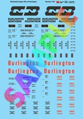 Microscale 601273 N Scale Burlington Northern - BN, Chicago Burlington & Quincy - CB&Q -- Whalebelly Hopper