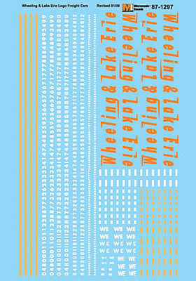 Microscale 601297 N Scale Railroad Decal Set -- Wheeling & Lake Erie Large Logo Hoppers & Coil - Less Data