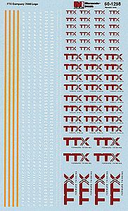 Microscale 601298 N Scale Railroad Decal Set -- TTX Auto Rack w/2008+ Logo