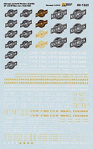 Microscale 601333 N Scale Chicago & North Western - CNW -- 40 & 50' Boxcars 1944-68 Yellow & White Lettering