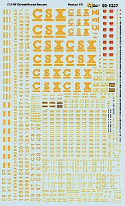 Microscale 601337 N Scale Railroad Decal Set -- CSX 50' Outside-Braced/Exterior-Post Boxcars