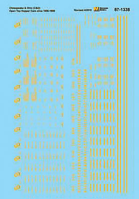 Microscale 601338 N Scale Railroad Decal Set -- Chesapeake & Ohio Open Hoppers 1956+