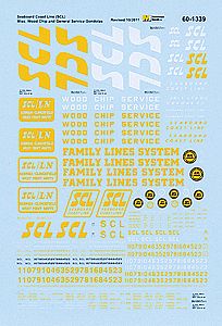 Microscale 601339 N Scale Railroad Decal Set -- Seaboard Coast Line Misc. Wood Chip & General Service Gondolas