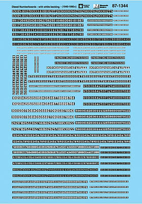 Microscale 601344 N Scale Railroad Decal Set -- Diesel Numberboards w/White Backing - 1940-1990+