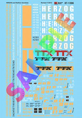 Microscale 601396 N Scale Railroad Decal Set -- Herzog and TTX/RailGon Gondolas 2012+