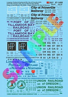 Microscale 601408 N Scale Railroad Decal Set -- Oregon Shortline Per Diem 50' Boxcars (LP&N, COP, UO, POTB & ONW)