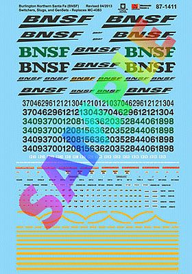 Microscale 601411 N Scale Railroad Decal Set -- BNSF Railway Diesel Locomotive Remotes, Slugs, Switchers & Gensets