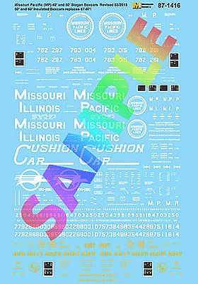 Microscale 601416 N Scale Railroad Decal Set -- Missouri Pacific, Missouri-Illinois 50' & 60' Insulated & Assigned Boxcars