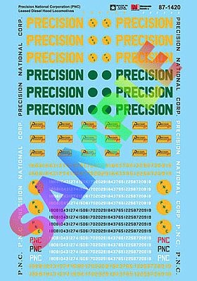 Microscale 601420 N Scale Railroad Decal Set -- Precision National Leasing Diesels (Includes Patches)