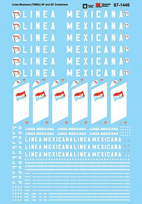Microscale 601446 N Scale Container Decal Set -- Linea Mexicana TMMU - 20' & 40' Containers
