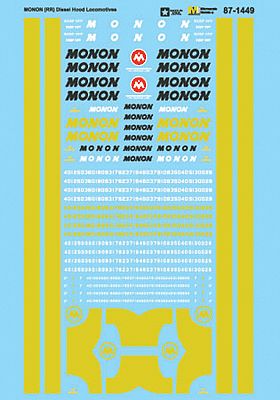 Microscale 601449 HO Scale Railroad Decal Set -- Monon Hood Diesels