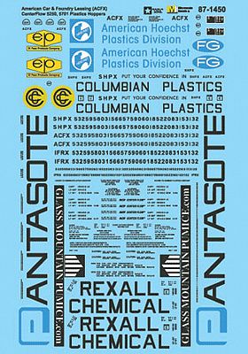 Microscale 601450 N Scale Railroad Decal Set -- ACF Leasing ACFX 5250, 5701 Plastics Covered Hoppers
