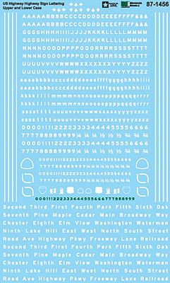 Microscale 601456 N Scale Highway Sign Decal Set -- US Highway, Highway Sign Lettering, Upper & Lower Case