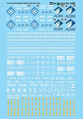 Microscale 601460 N Scale Railroad Decal Set -- Archer Daniels Midland ADM Trinity Tank Cars