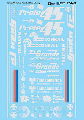 Microscale 601462 N Scale Vehicle Decal Set -- Ghost Lettering for Various Railroad-Owned Trailers (Faded Previous Owners)
