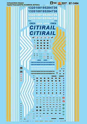 Microscale 601464 N Scale Railroad Decal Set -- CitiRail CREX ES44AC & Capital Finance CEFX AC4400CW, SD70ACe