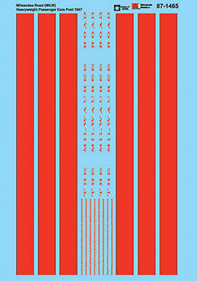 Microscale 601465 N Scale Railroad Decal Set -- Milwaukee Road Heavyweight Passenger Cars Post 1947