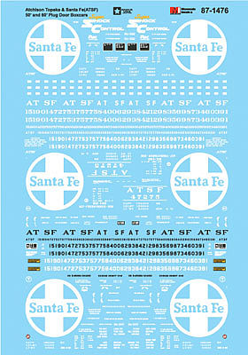 Microscale 601476 N Scale Railroad Decal Set -- Santa Fe 50' And 60' Plug Door Boxcars