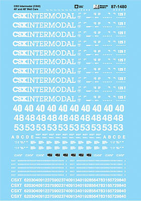 Microscale 601480 N Scale Railroad Decal Set -- CSX Intermodal CSXI 40 & 48' Well Cars