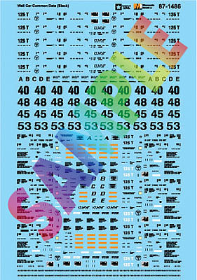 Microscale 601486 N Scale Railroad Decal Set -- Common Intermodal Well Car Data (black)