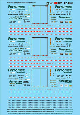 Microscale 601488 N Scale Railroad Decal Set -- Ferromex FXE 53' Container and Chassis
